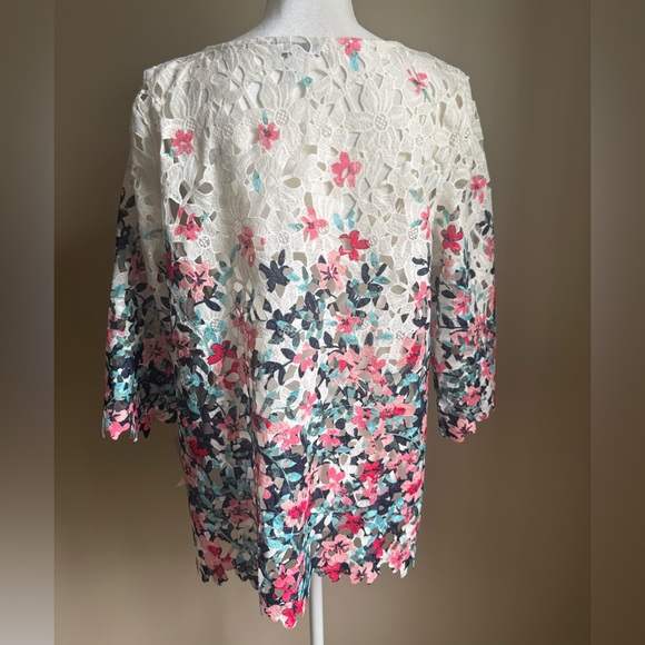 NWT Charter Club Floral Lace Petite Top - Picture 5 of 7